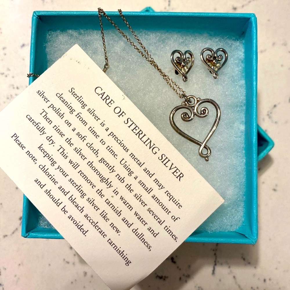 Christmas gifts! Tiffany & Co. Sterling silver heart pendant and earrings.